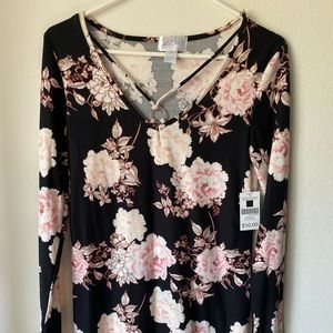 Knee length flower dress, super soft. Size L.